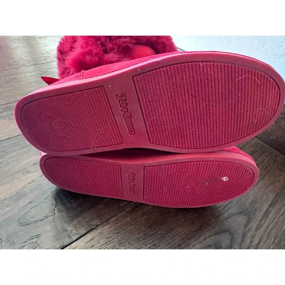 Juicy Couture JC-King Red Faux Fur Ribbon Bow Winter Boots Womens 6